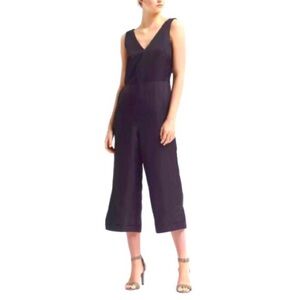Banana Republic Sleeveless V-Neck Wide-Leg Jumpsuit in Black